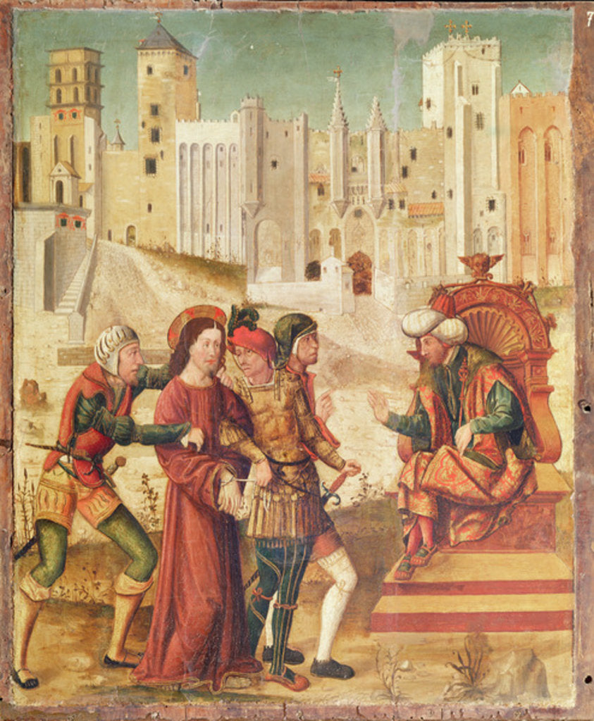 Detail of Christ before Herod, left panel from the Retable of the Passion, 1517-20 by Antonio Ronzen