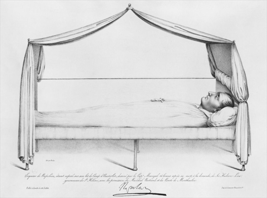 Detail of Sketch of Napoleon I on his deathbed drawn at St. Helena by Capitaine Marryal by French School