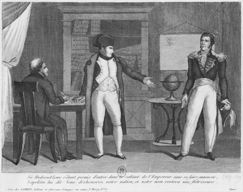 Detail of Sir Hudson Lowe comming in the study of Napoleon I on the island of St. Helena without announcing himself by French School