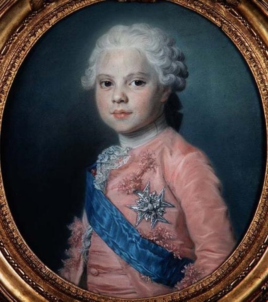 Detail of Portrait of Louis of France Count of Provence and future King Louis XVIII by Maurice Quentin de la Tour