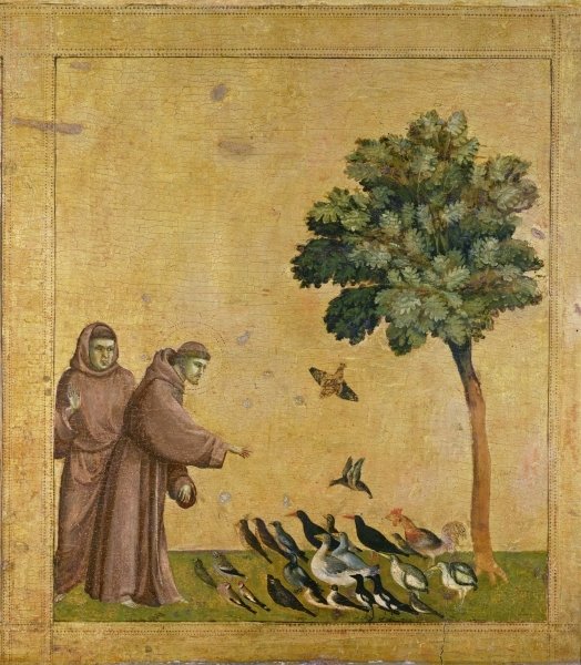 Detail of St. Francis of Assisi preaching to the birds, 1299 by Giotto (c.1266-1337)