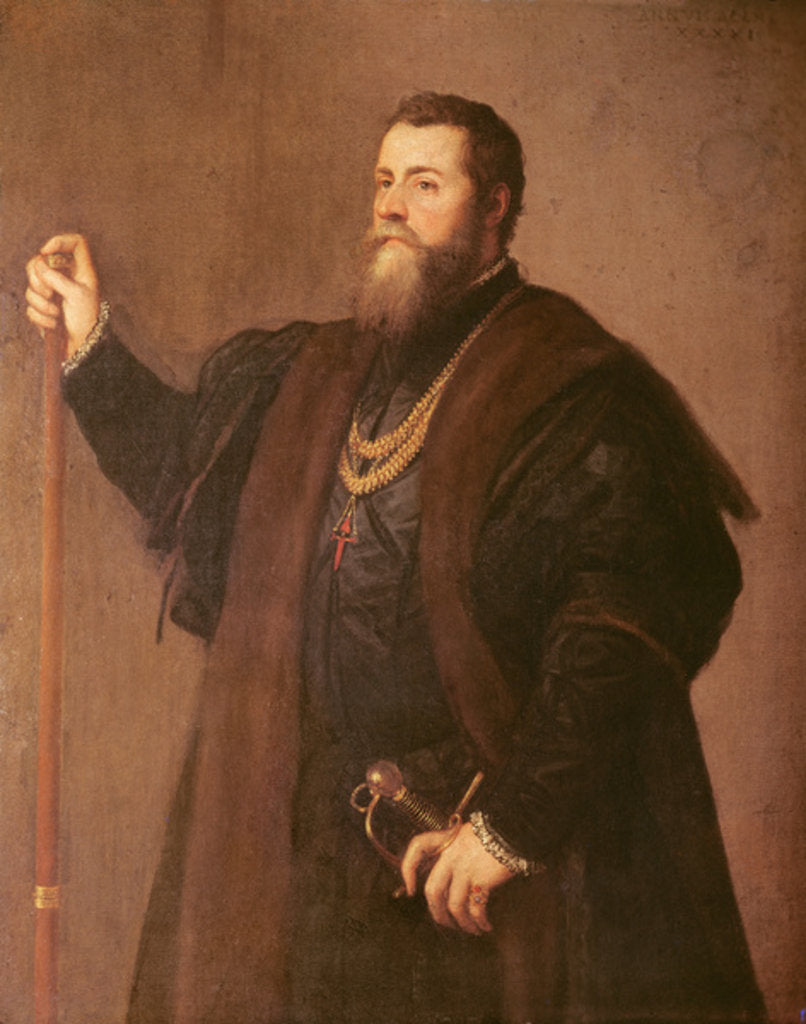 Detail of Portrait of a Knight of the Order of Santiago, 1542 by Titian (c.1488-1576)
