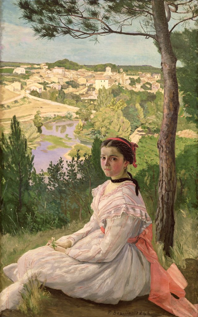 Detail of View of the village, Castelnau, 1868 by Jean Frederic Bazille