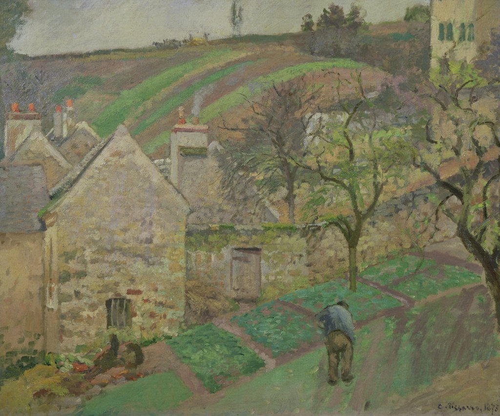 Detail of Hillside of the Hermitage, Pontoise, 1873 by Camille Pissarro