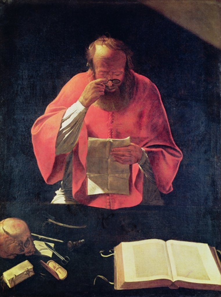 Detail of St.Jerome reading by Georges de la Tour