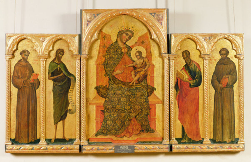 Detail of Virgin and Child with St. Francis, John the Baptist, St. John the Evangelist, St. Anthony of Padua, 1354 by Paolo Veneziano