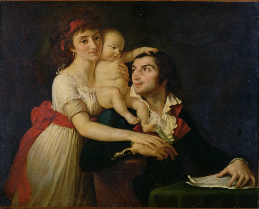 Detail of Camille Desmoulins his wife Lucile and their son Horace-Camille c.1792 by Jacques Louis David