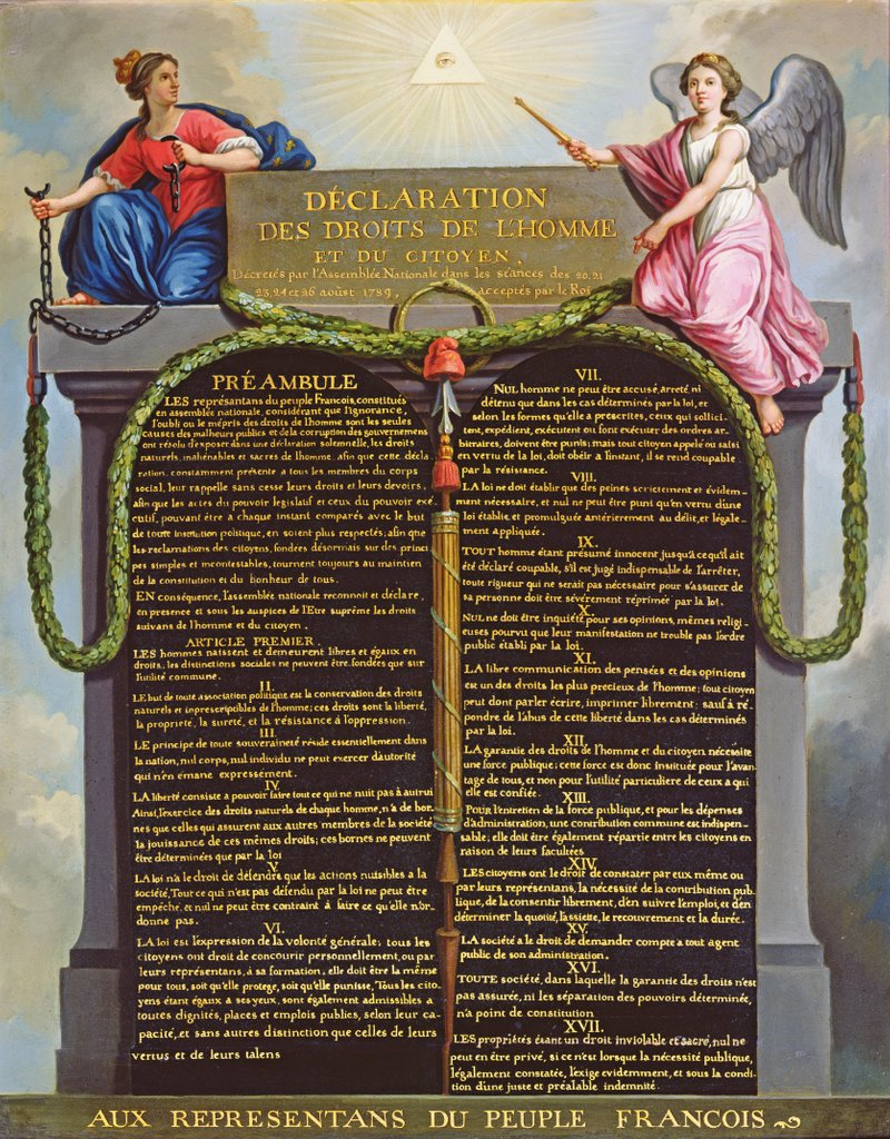 Detail of Declaration of the Rights of Man and Citizen, c.1789 by Jean Jacques Francois Le Barbier