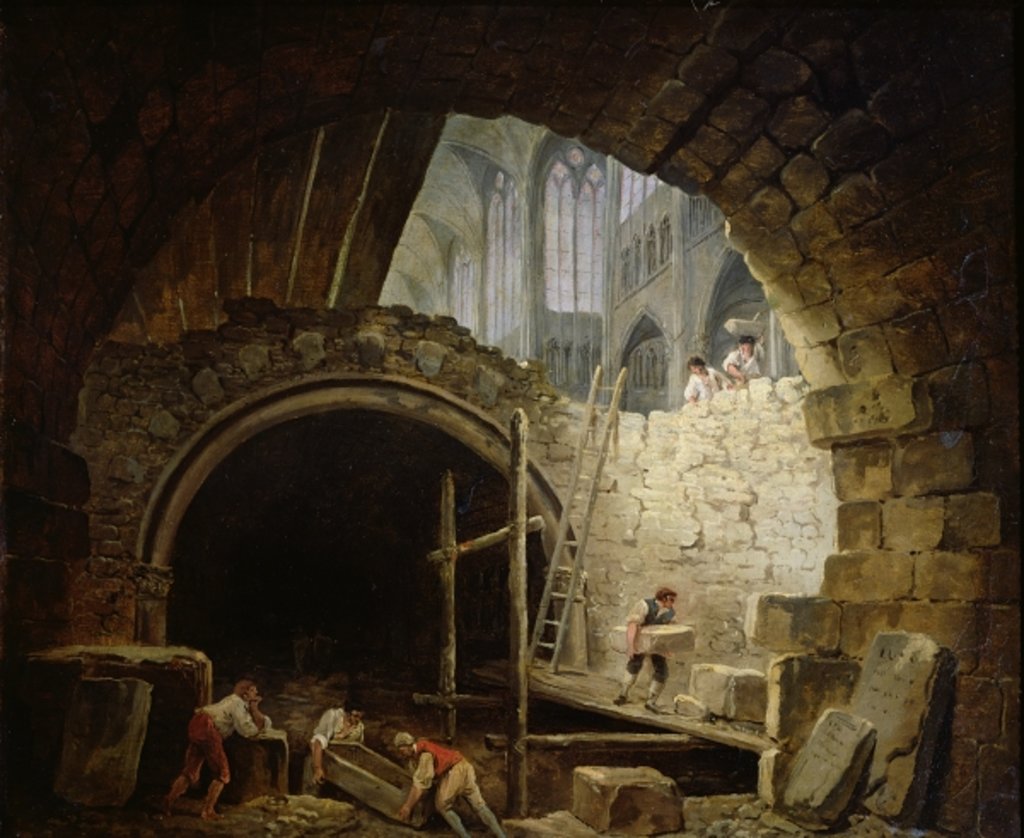 Detail of Plundering the Royal Vaults at St. Denis in October 1793 by Hubert Robert