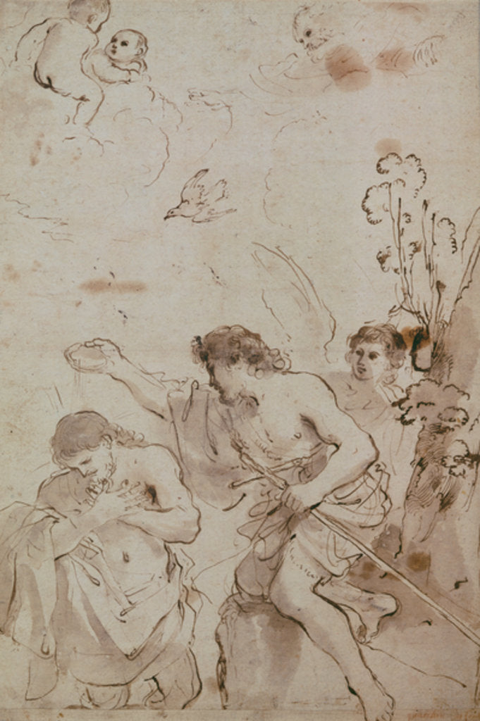 Detail of Baptism of Christ by Guercino