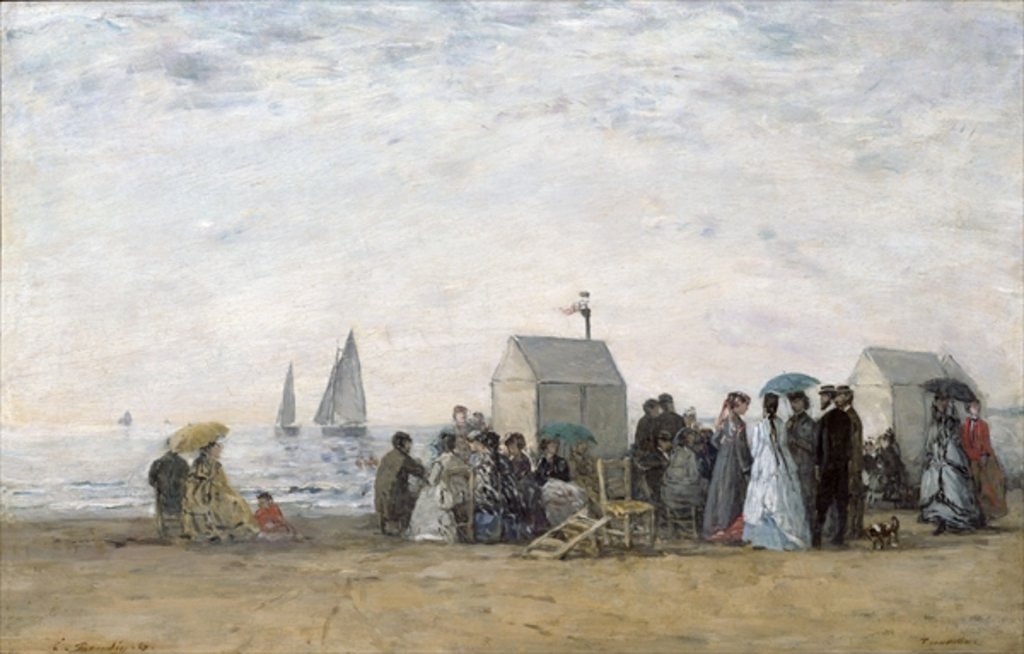 Detail of The Beach at Trouville, 1867 by Eugene Louis Boudin