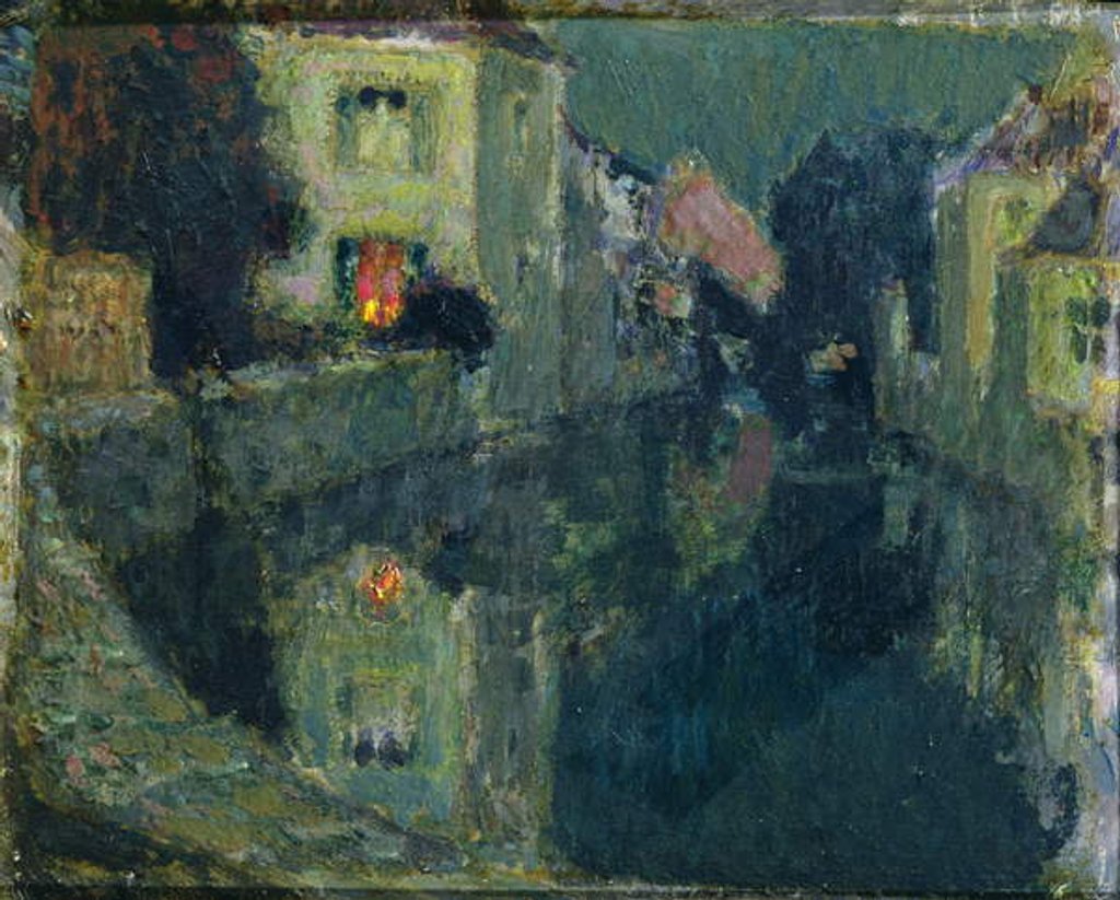 Detail of The Canal at Night by Henri Eugene Augustin Le Sidaner