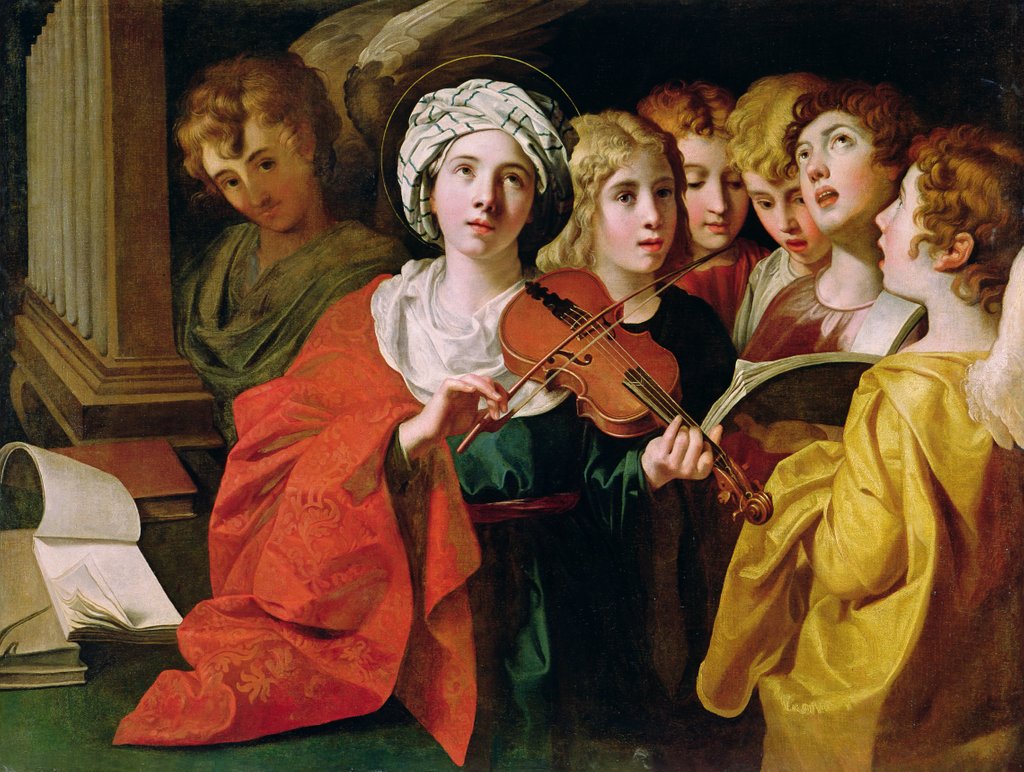 Detail of St. Cecilia with a Choir by Domenichino (1581-1641)