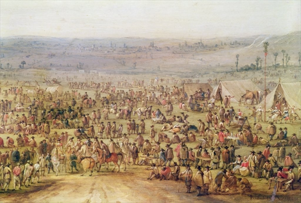 Detail of Military Encampment by Robert van den Hoecke