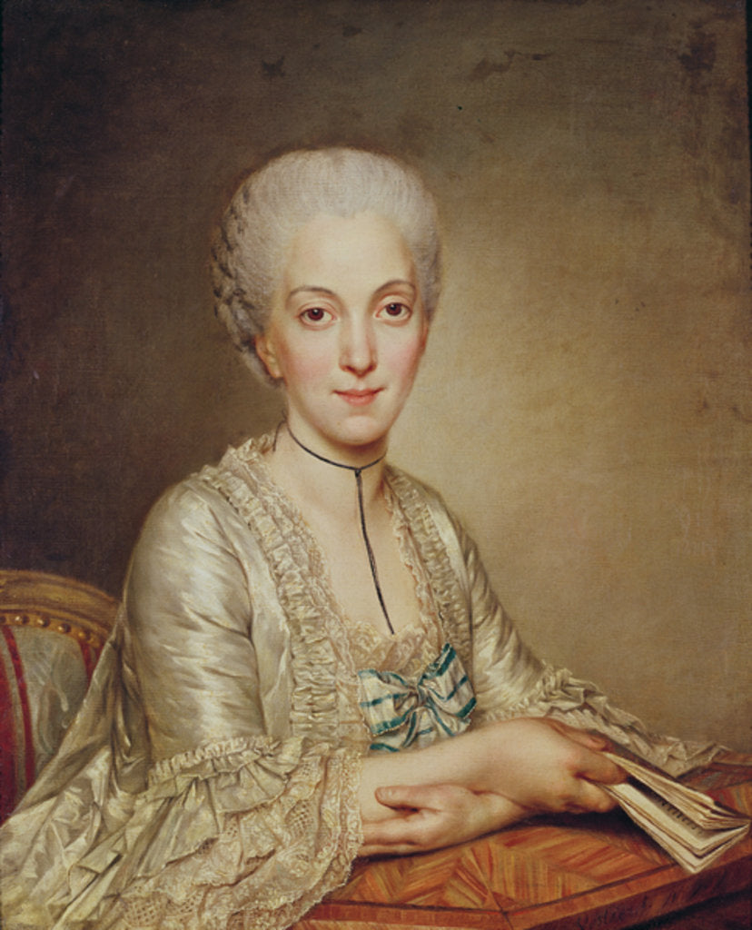 Detail of Portrait of a woman by Antoine Vestier