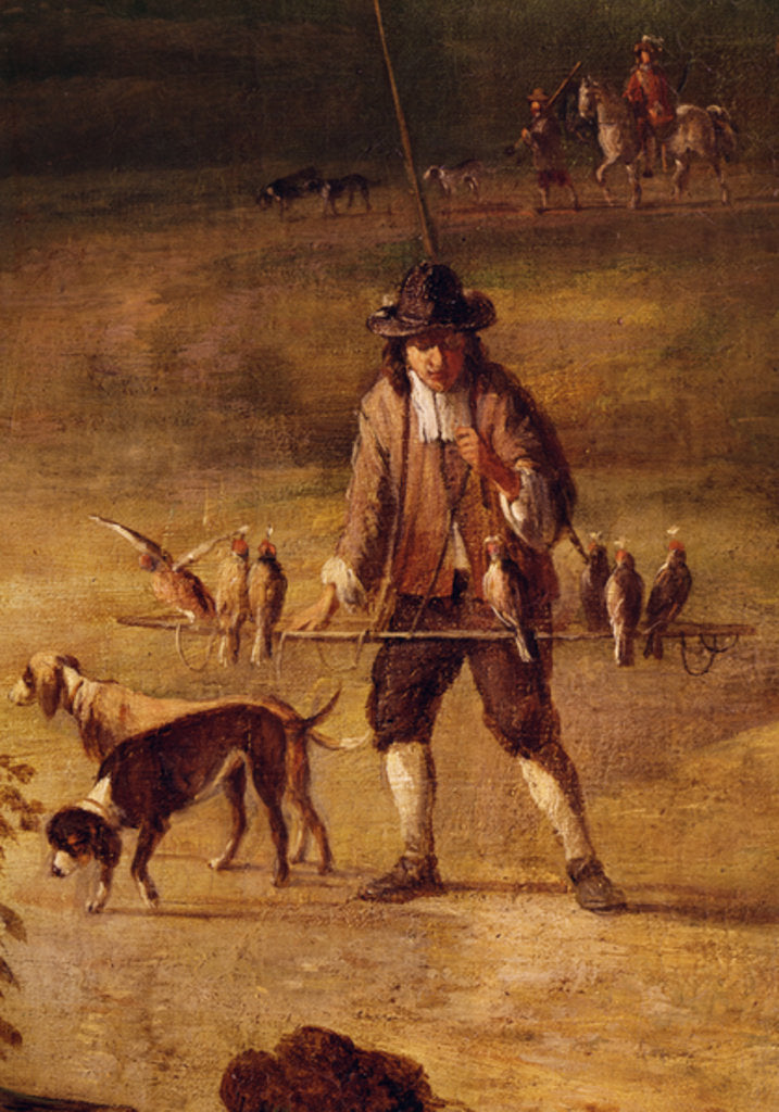Detail of A falconer by Jan Wynants