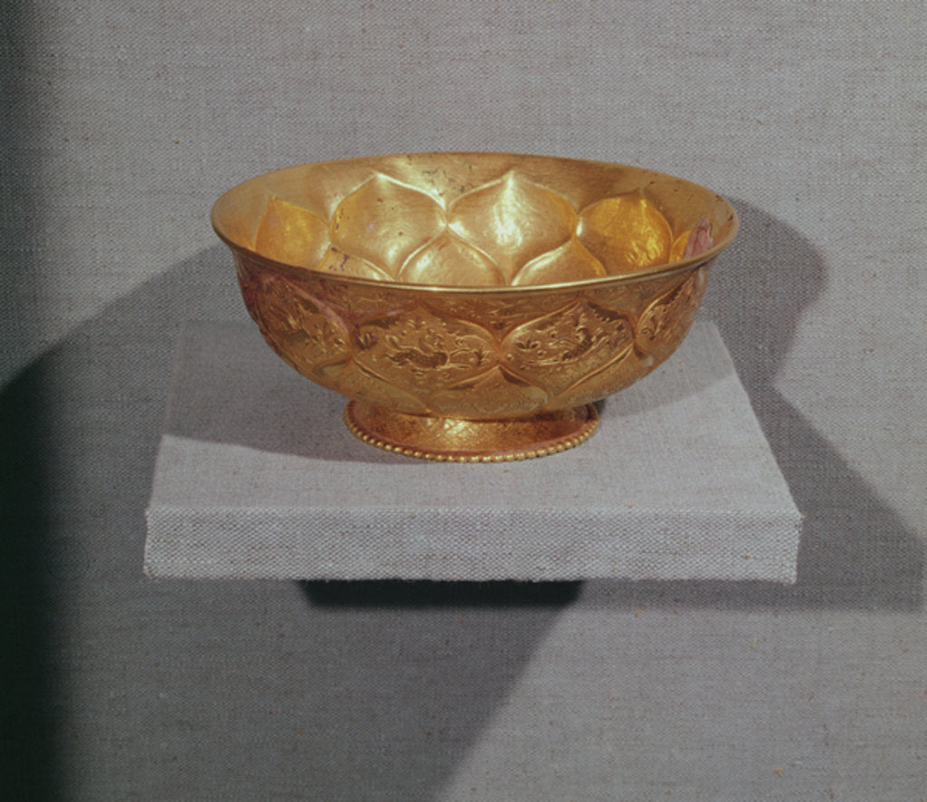 Detail of Bowl decorated with embossed lotus petals by Tang Dynasty Chinese School