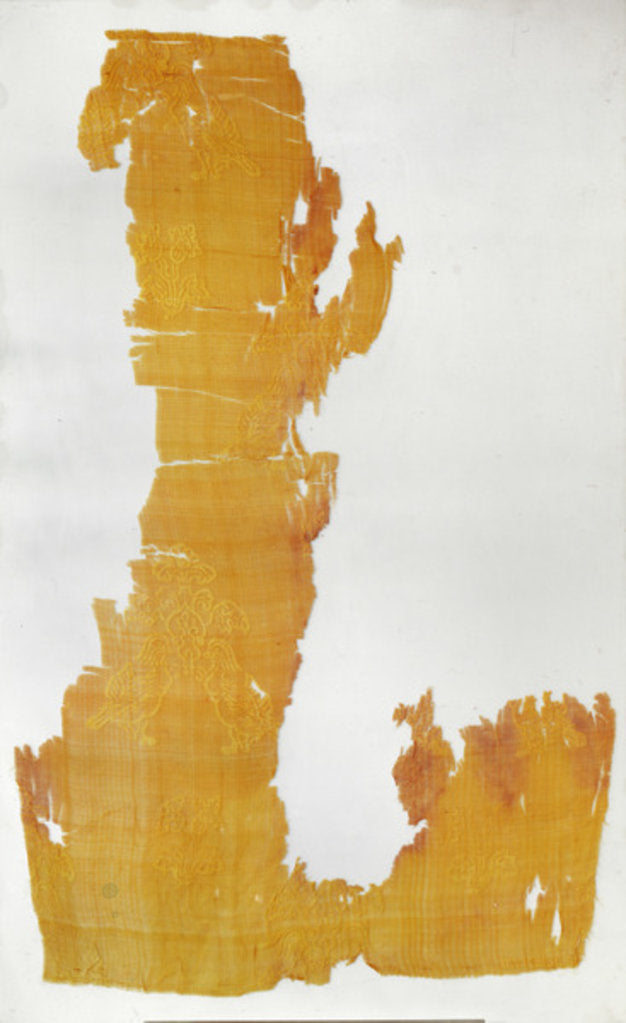 Detail of Fragment of material with patterns of floral motifs and mandarin ducks by Tang Dynasty Chinese School