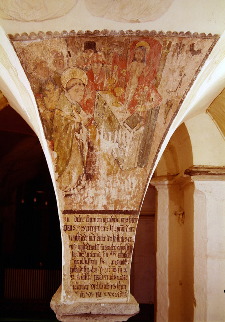 Detail of Mass of St. Gregory, mural from the crypt by School Flemish