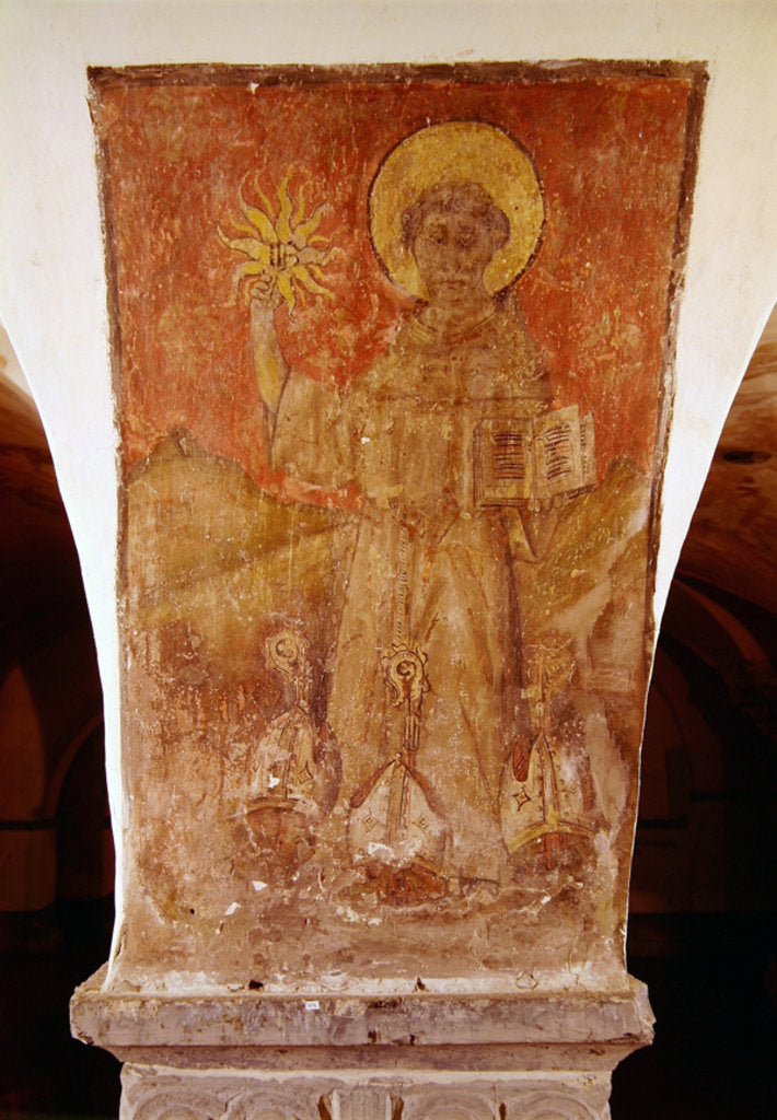 Detail of St. Bernardino of Siena, mural from the crypt by School Flemish