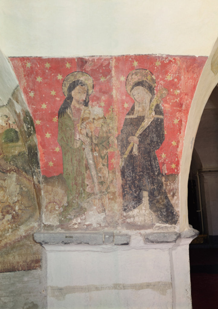 Detail of St. Simon and St. Claire, mural from the crypt, c.1480-1540 by School Flemish