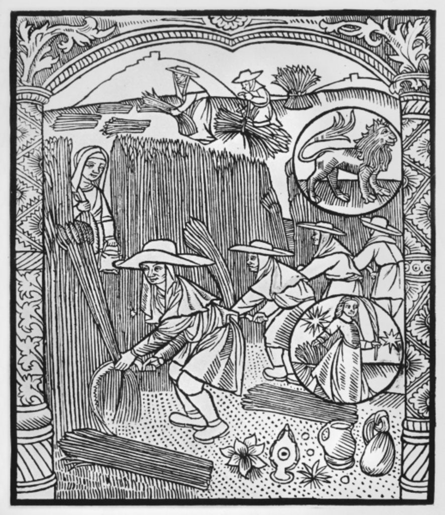 Detail of August, harvesting, Leo by Pierre Le Rouge