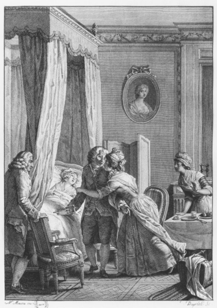 Detail of The visit of the doctor from Boson by Nicolas Andre (after) Monsiau