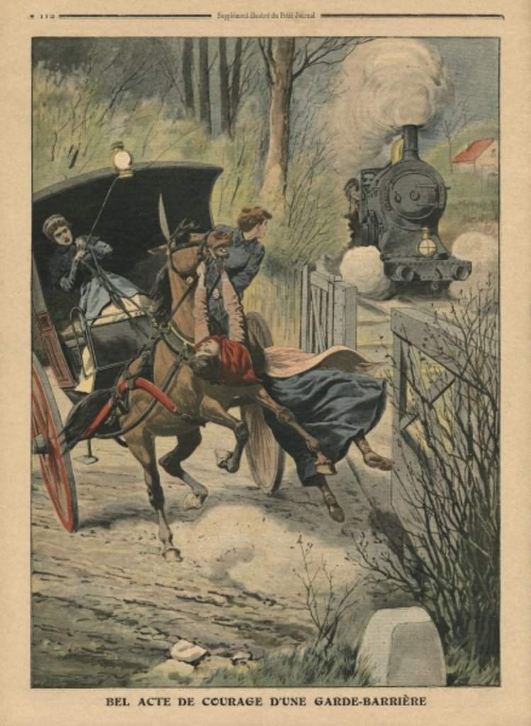 Detail of Act of bravery of a level-crossing keeper by French School