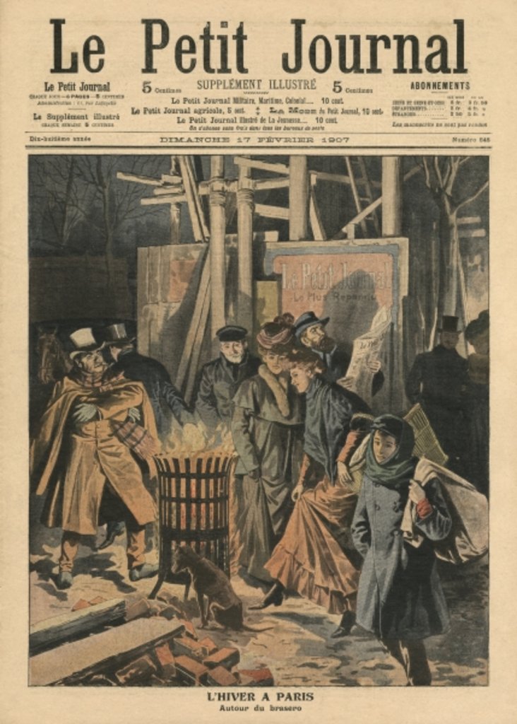 Detail of Winter in Paris, around the brazier by French School