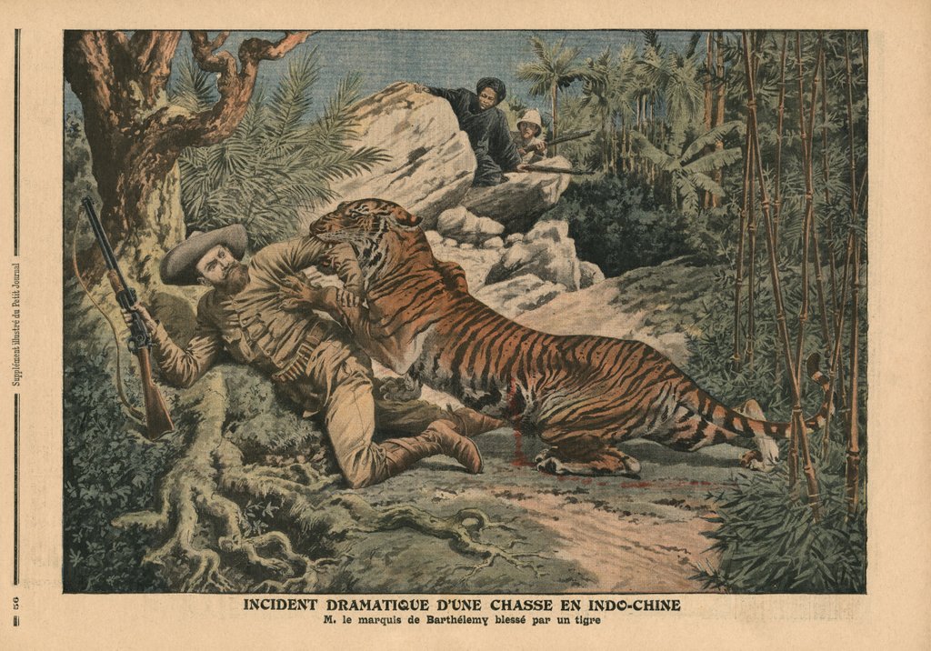 Detail of Marquis of Barthelemy wounded by a tiger by French School
