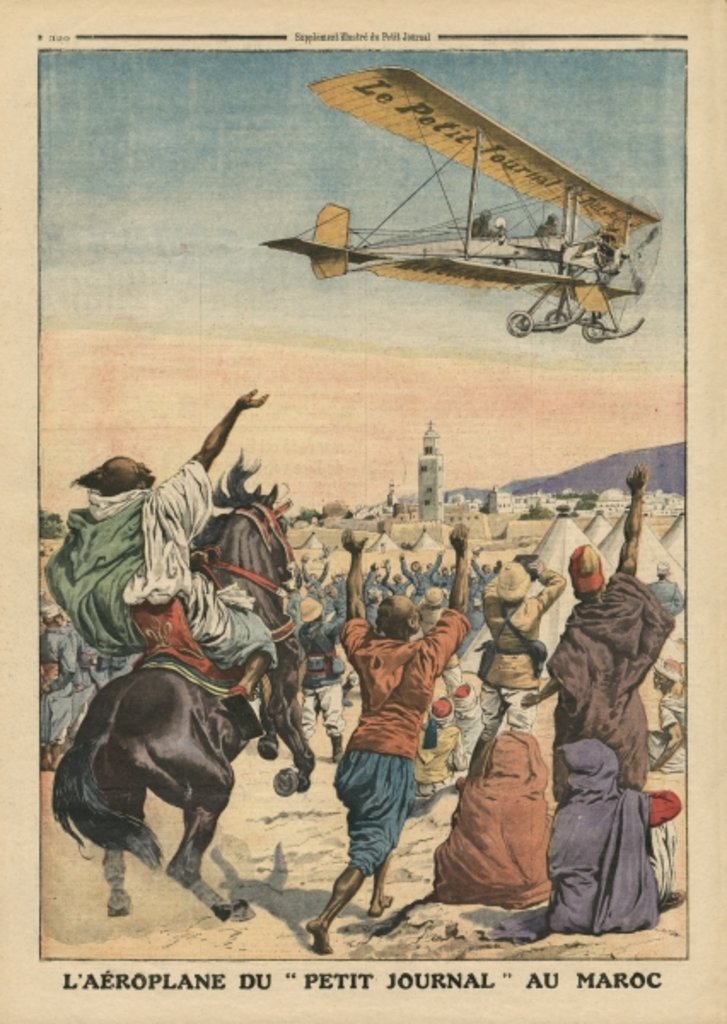 Detail of The 'Petit Journal' airplane flying over Morocco by French School