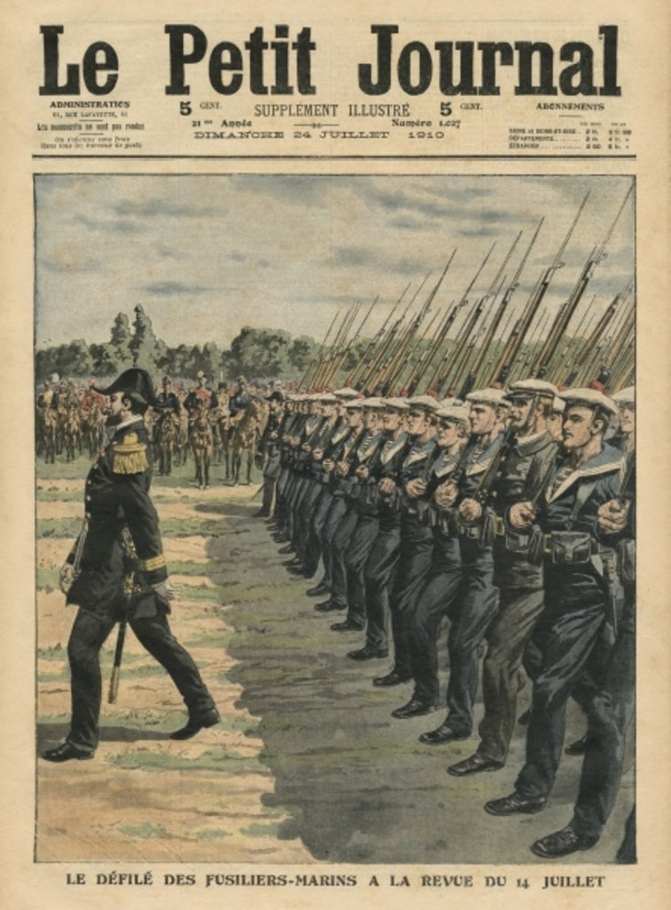 Detail of Marines on parade at the review of the 14th July by French School