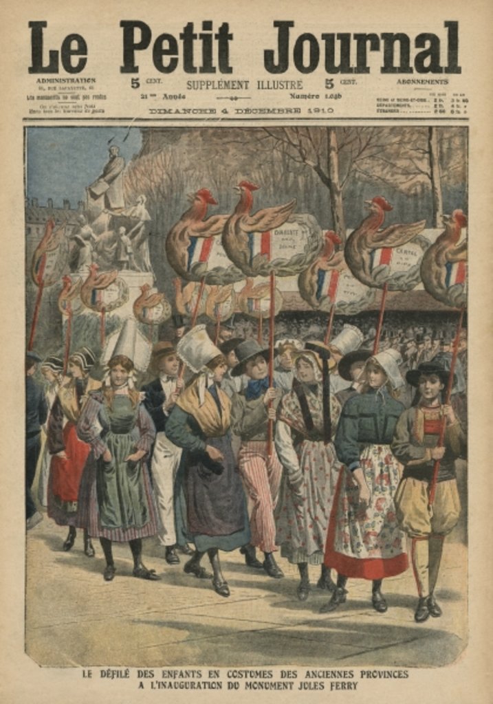 Detail of Children dressed in costumes of the provinces parading at the inauguration of the monument Jules Ferry, Paris by French School