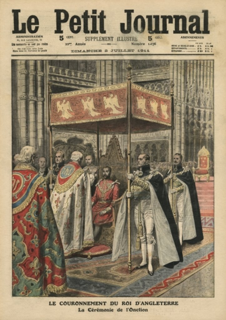 Detail of The Coronation of King George V and the Ceremony of Unction at Westminster Abbey, 23 June 1911 by French School
