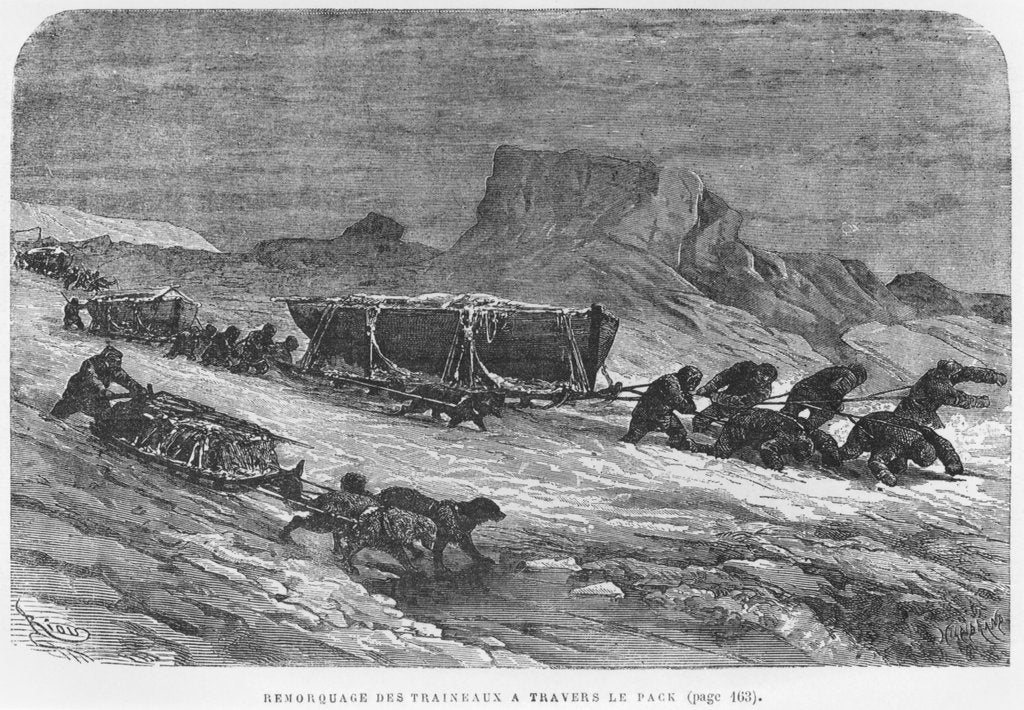 Detail of Pulling the sledges through the pack ice by Edouard (after) Riou