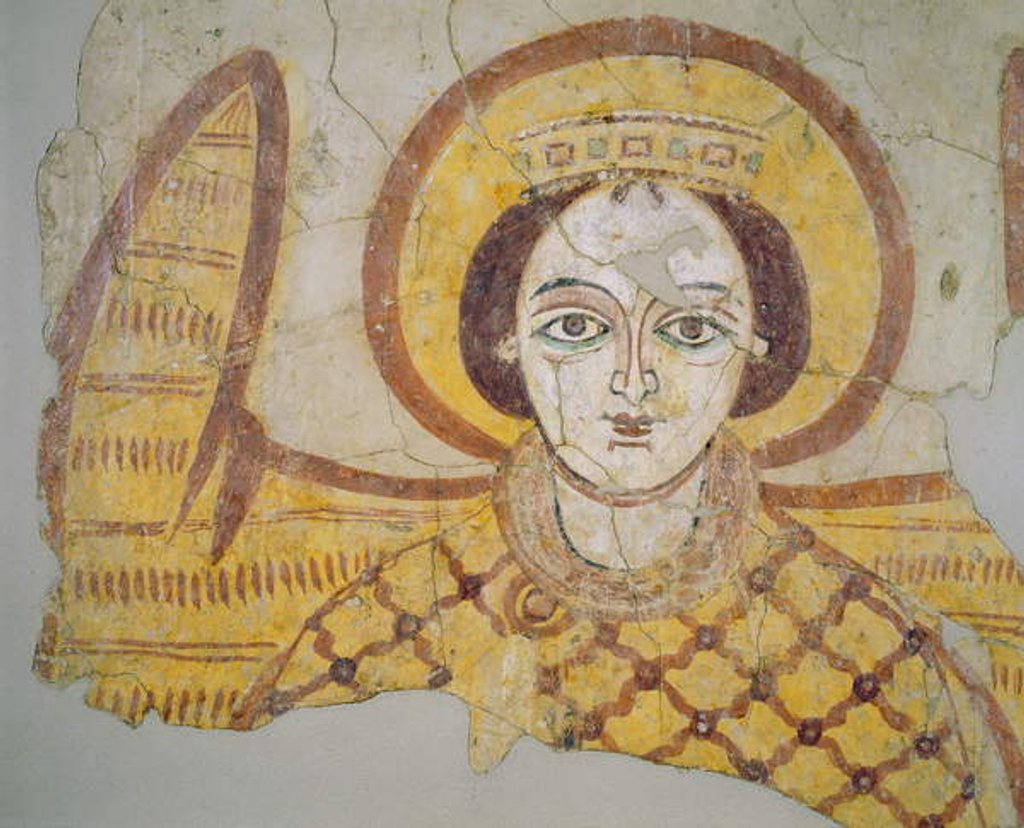 Detail of Crowned archangel with spread wings by Coptic