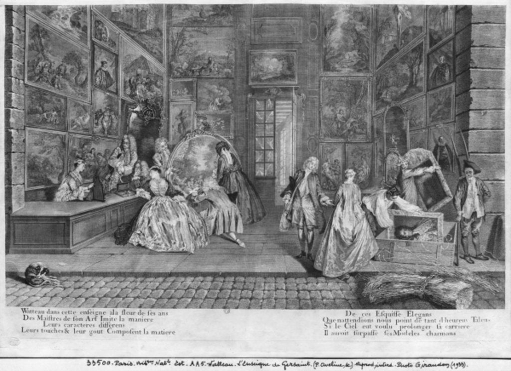 Detail of The shop sign of Gersaint, engraved by Pierre Aveline c.1720 by Jean Antoine Watteau