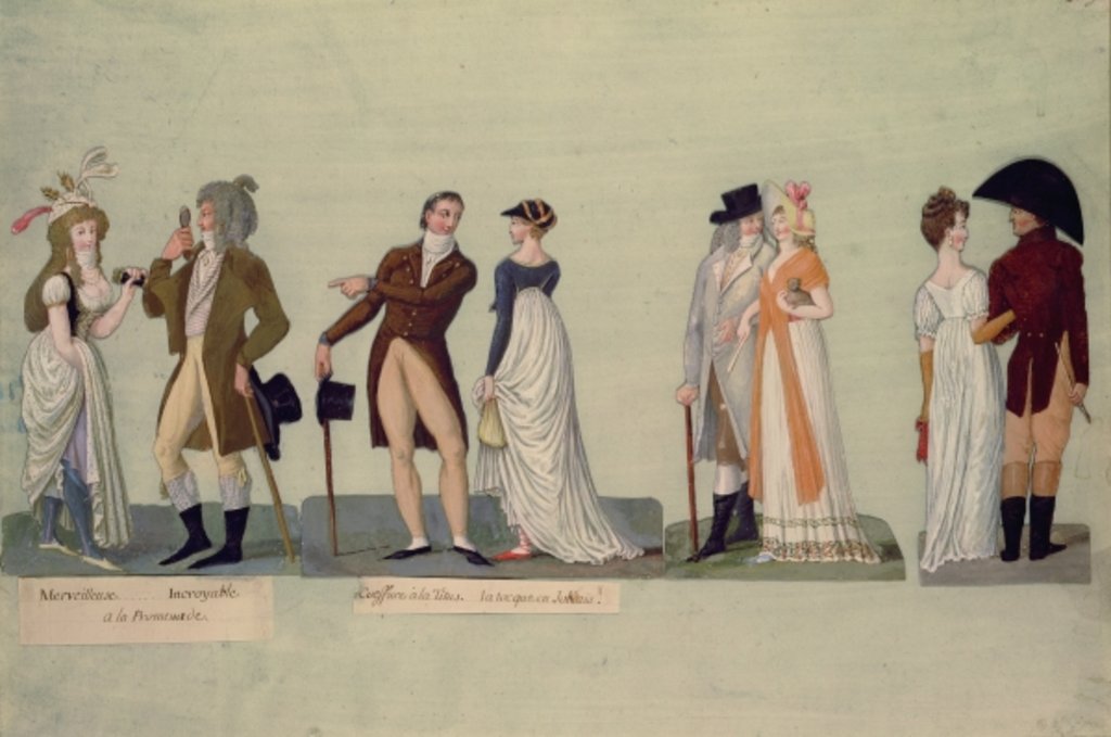 Detail of Fol.50 Merveilleuse...Incroyable promenading by P. A. & Lesueur J.B. Lesueur