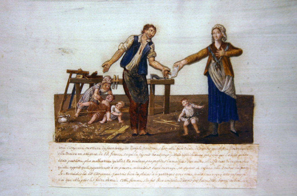 Detail of The honesty of a female citizen of the Temple district in Paris by P. A. & Lesueur J.B. (1750-1850) Lesueur