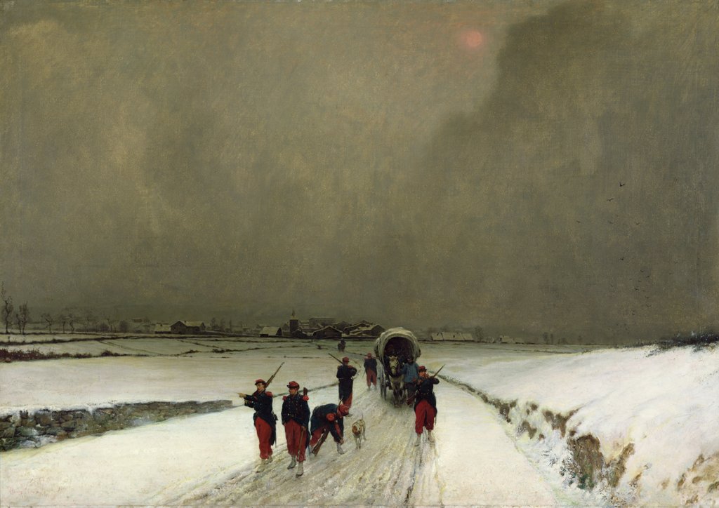 Detail of The Stragglers, Snow Effect, 1870 by Augustin Pierre Chenu