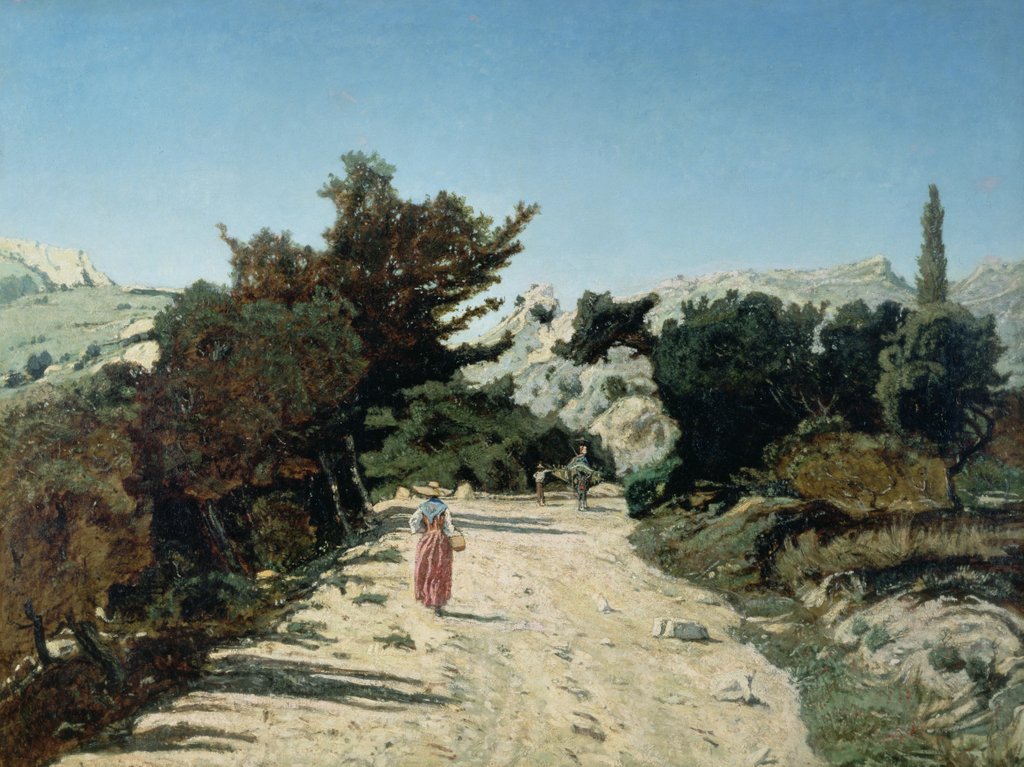 Detail of Route de la Gineste, near Marseilles, 1859 by Paul Camille Guigou