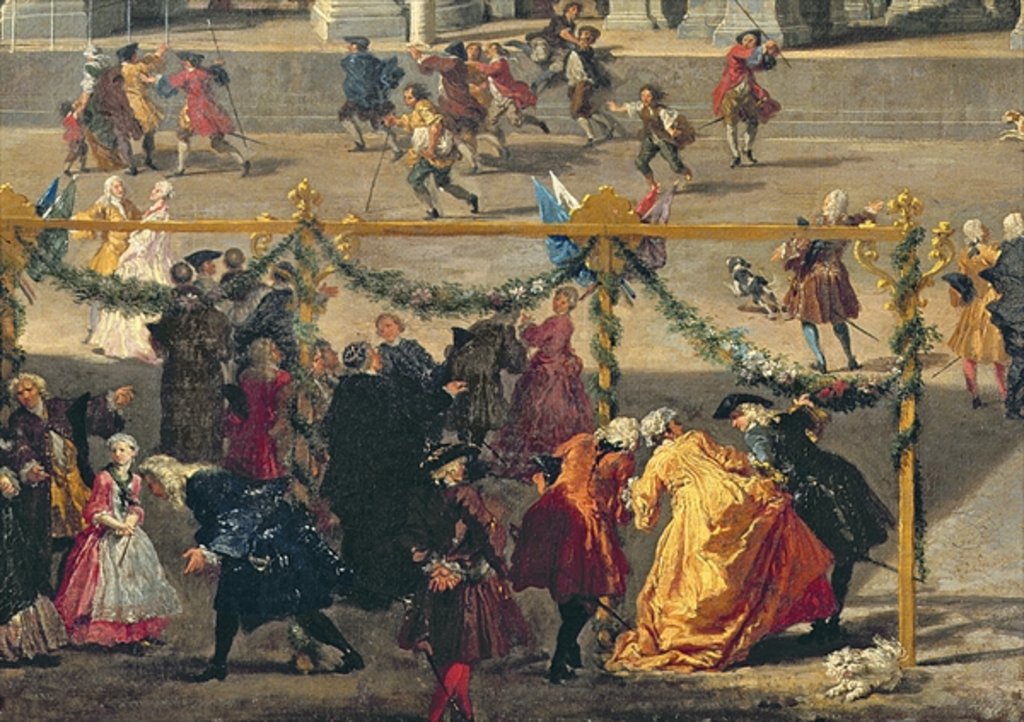 Detail of Preparation For the Firework Display Held at Piazza Navona, Rome, to Celebrate the Birth of the Dauphin, 1729 by Giovanni Paolo Pannini or Panini