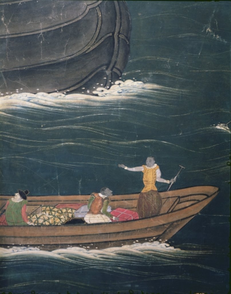 Detail of The Arrival of the Portuguese in Japan by School Japanese