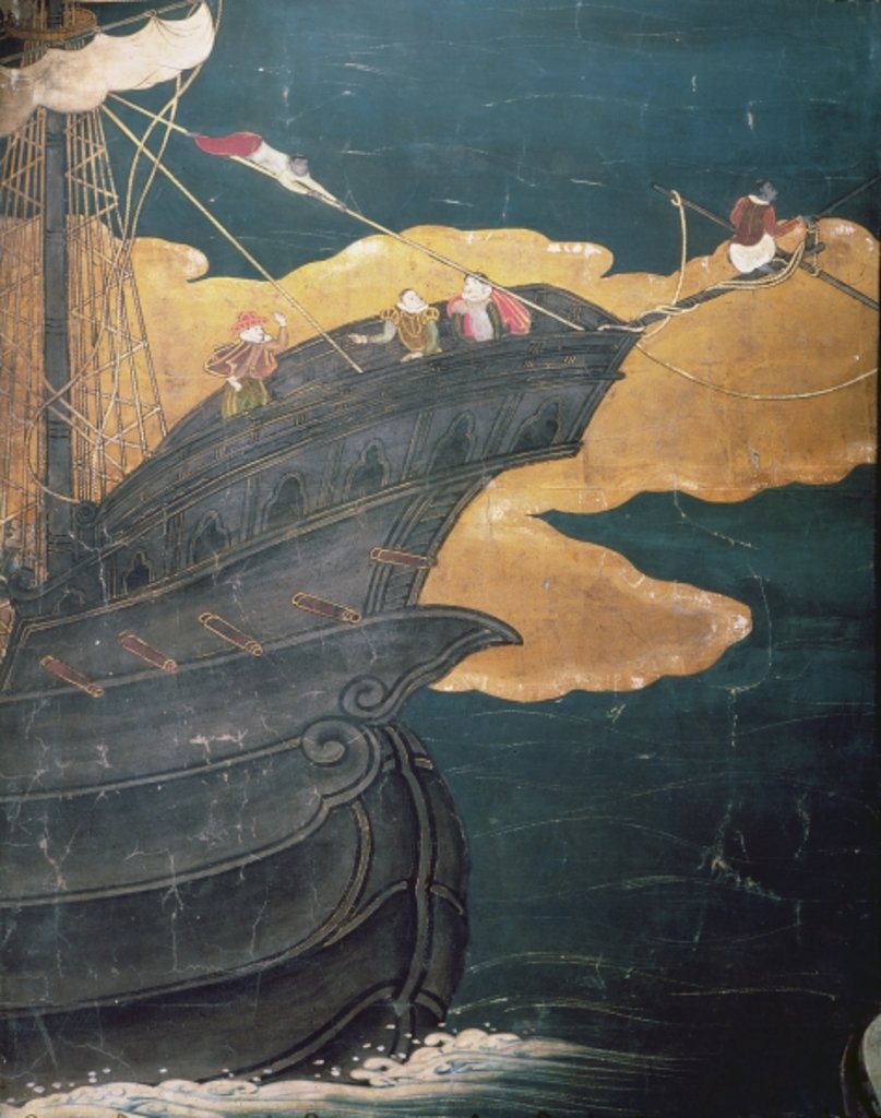 Detail of The Arrival of the Portuguese in Japan by School Japanese