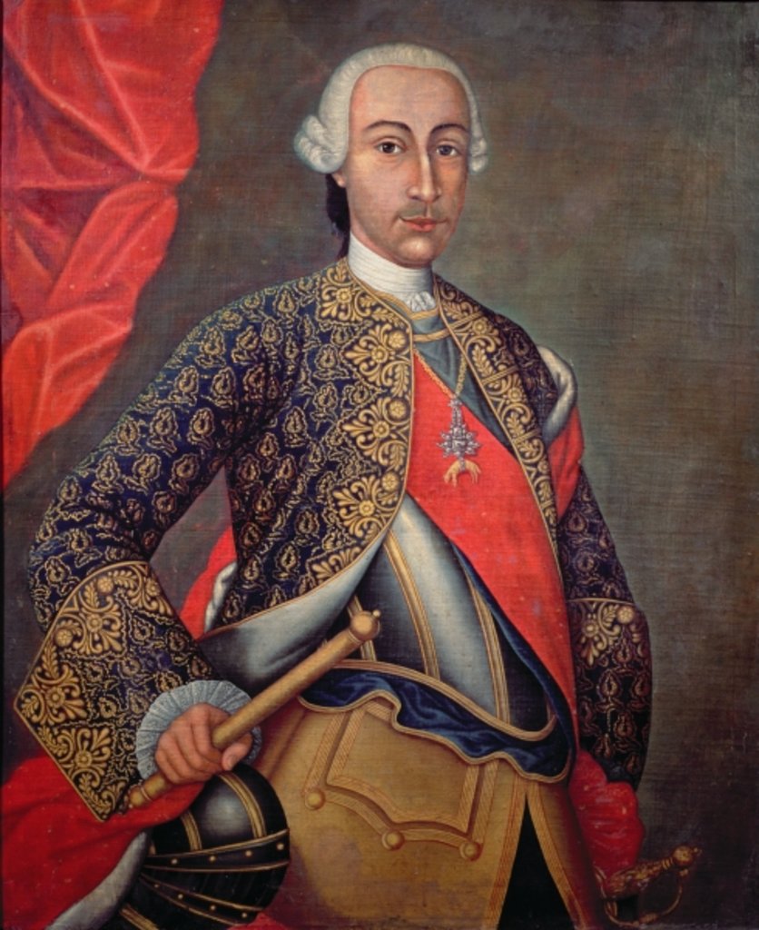 Detail of Charles III in armour and wearing the Order of the Golden Fleece by Spanish School