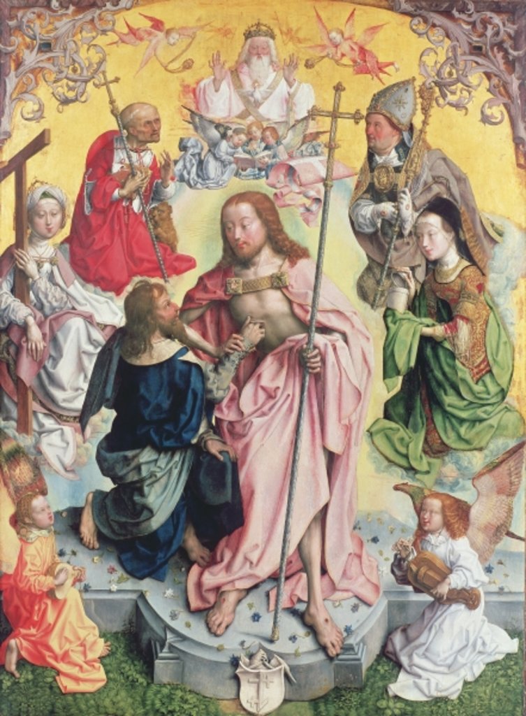 Detail of Central panel from the St. Thomas Altarpiece, 1501, Christ and Saint Thomas surrounded by St.Helena, Mary Magdalena, St.Jerome and St.Ambrose by Master of St. Bartholemew