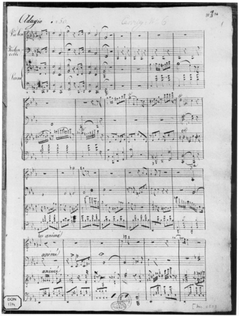 Detail of Score for trio for piano, violin and violoncello by Cesar Franck