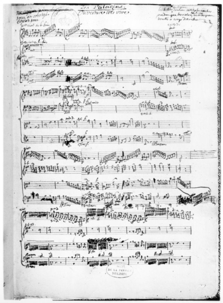 Detail of Opening page of the score of 'Les Paladins', opera by Rameau by Jean-Philippe Rameau