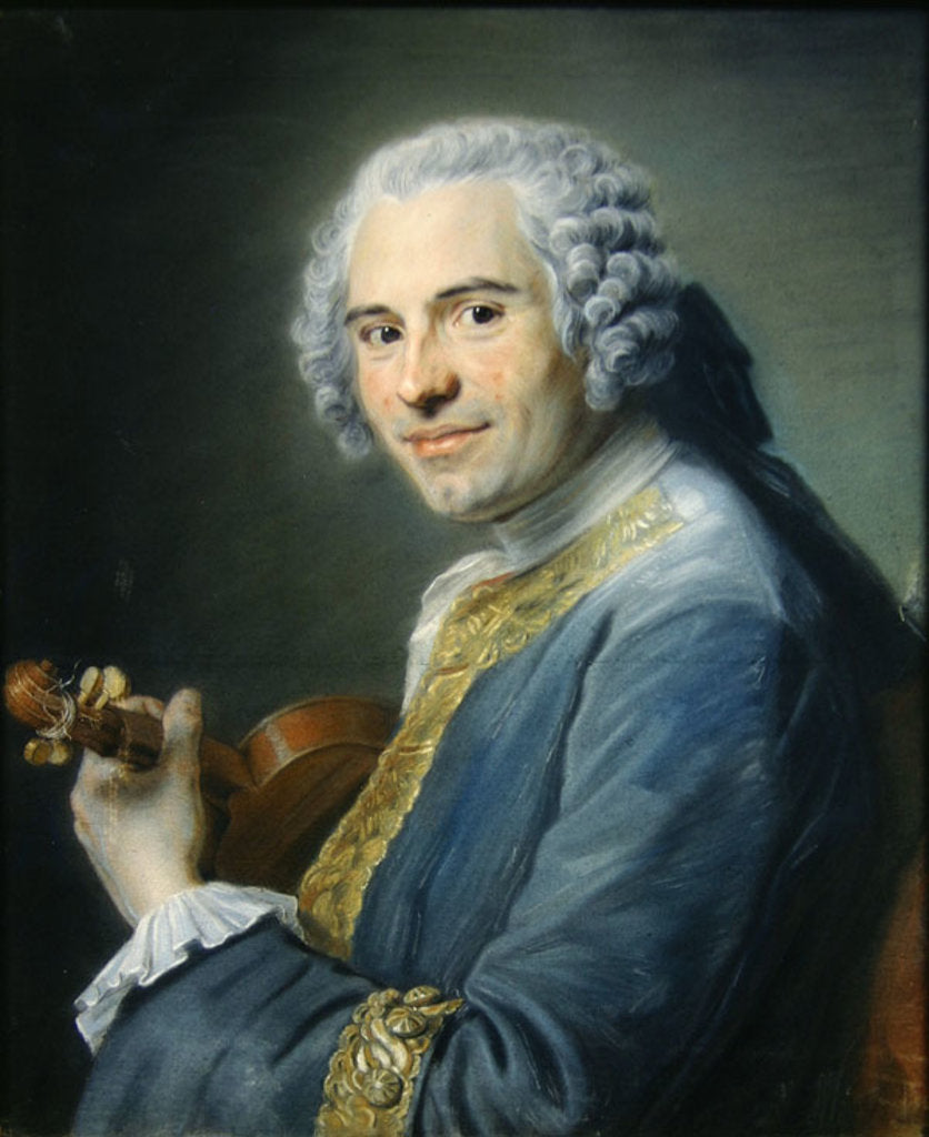 Detail of Jean-Joseph Cassanea de Mondonville, 1747 by Maurice Quentin de la Tour