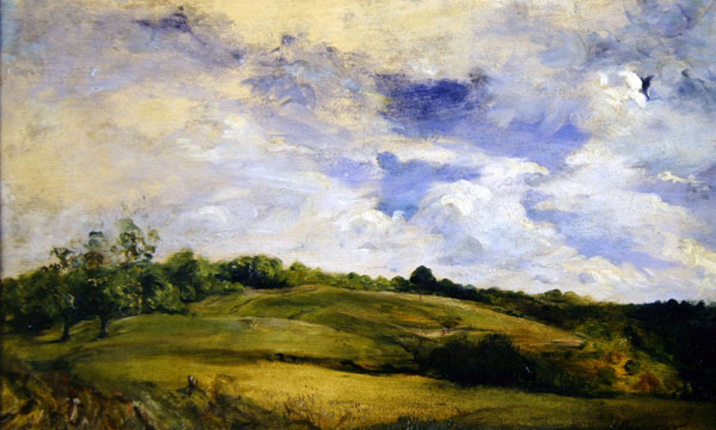 Detail of Landscape and clouds by Louis Antoine Leon Riesener